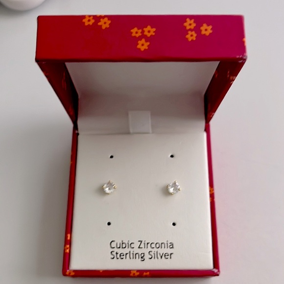Cubic Zirconia Sterling Silver Stud Earrings - Picture 2 of 3